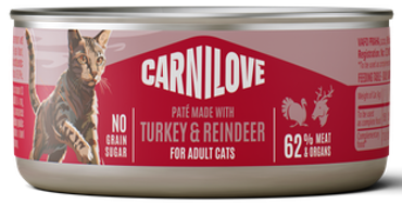 Carnilove® Paté Can Turkey & Reindeer  for Adult Cats 100gr